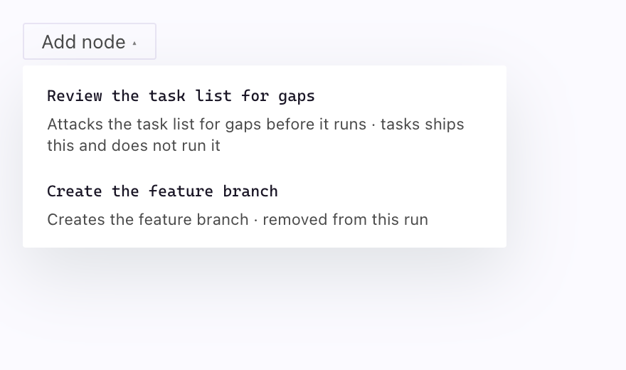 The Add node menu.